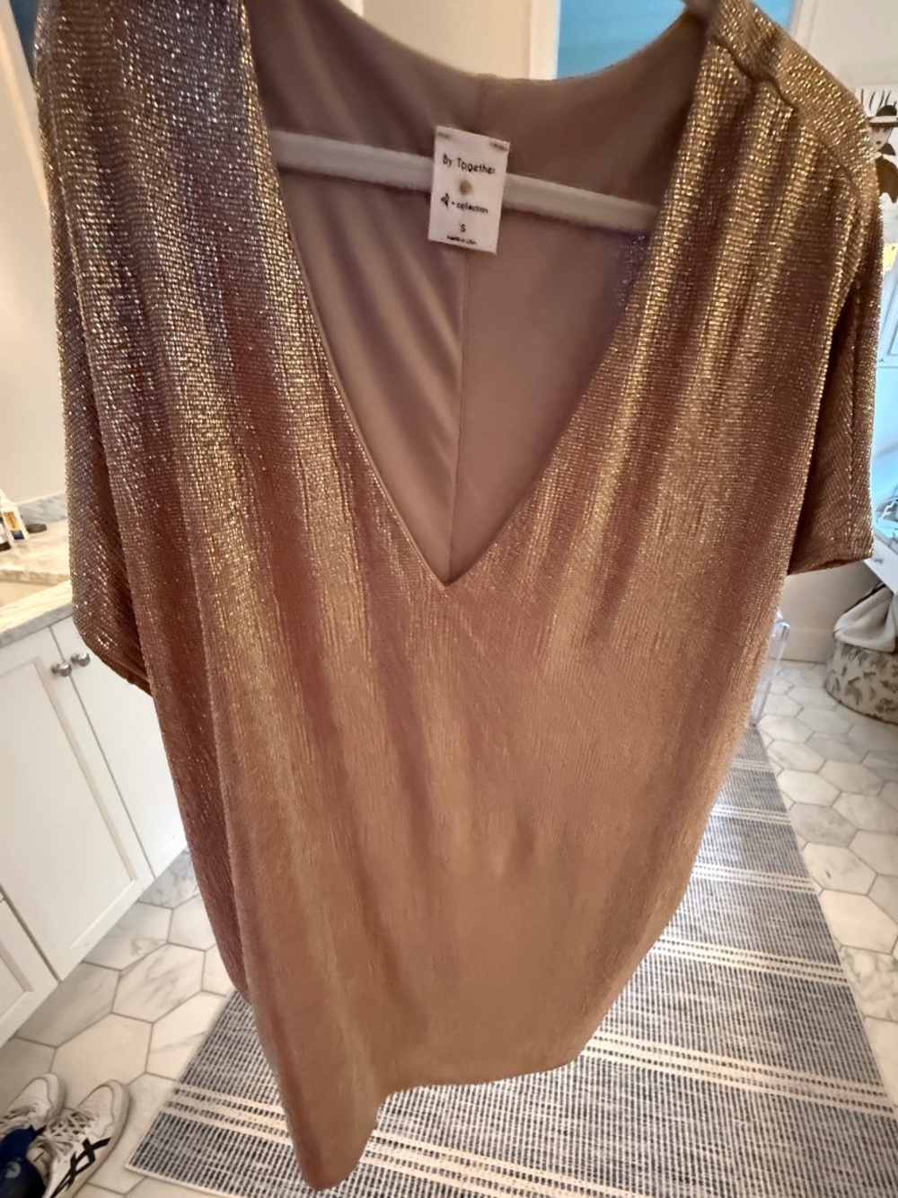 By Together Rose Gold Metallic Shimmer Tunic Top Size Small